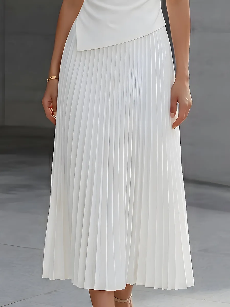 Asymmetric Draped Top And Pleated Midi Skirt Set sold by Mooyius product image thumbnail 3