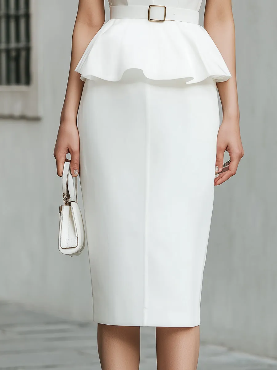 Sheer Mesh Peplum Top And Pencil Skirt Set sold by Mooyius product image thumbnail 3
