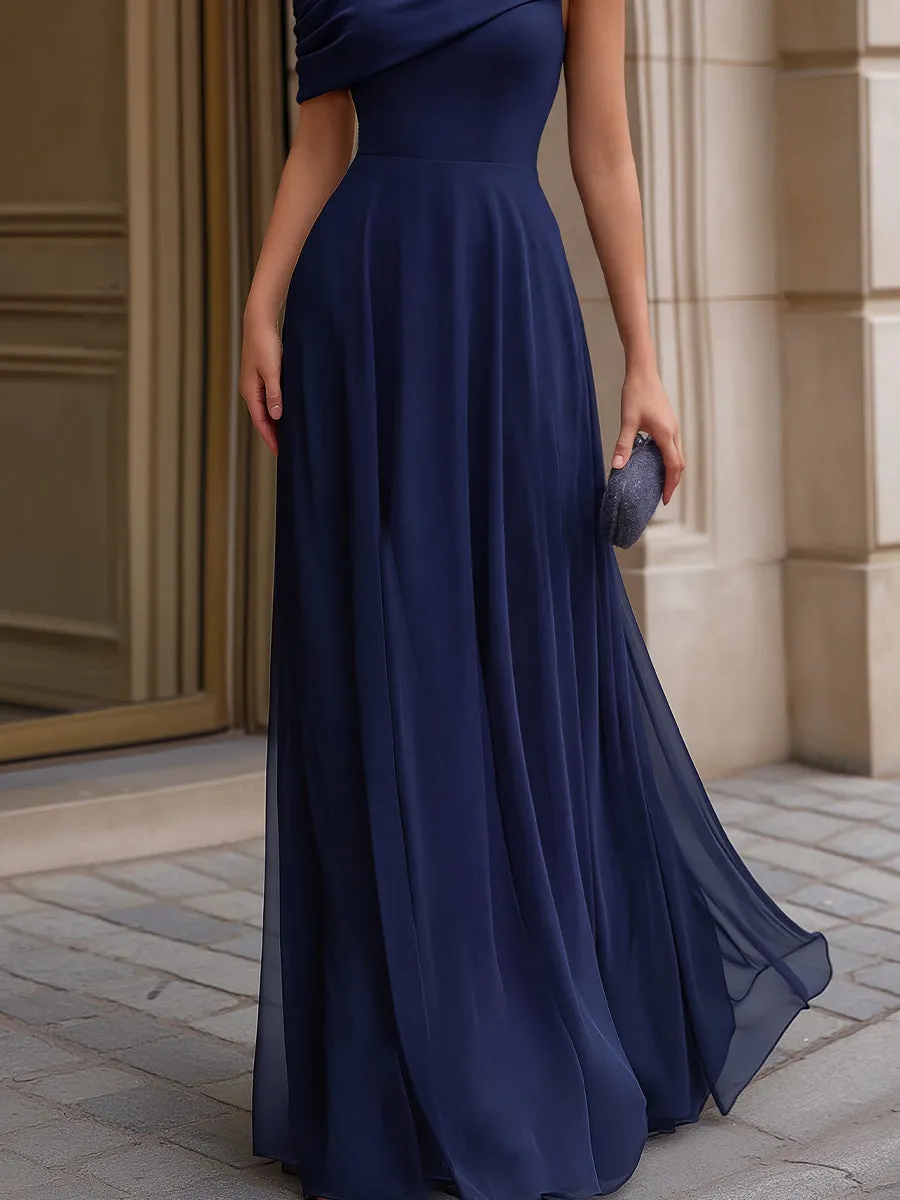 Off-Shoulder Draped Chiffon Evening Maxi Dress sold by Mooyius product image thumbnail 3