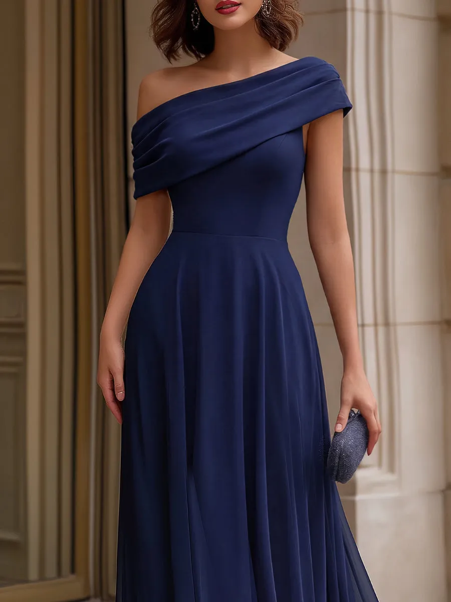 Off-Shoulder Draped Chiffon Evening Maxi Dress sold by Mooyius product image thumbnail 2