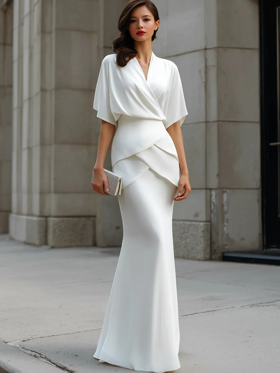 Draped Wrap Blouse And Layered Maxi Skirt Two-Piece Set sold by Mooyius product image thumbnail 4