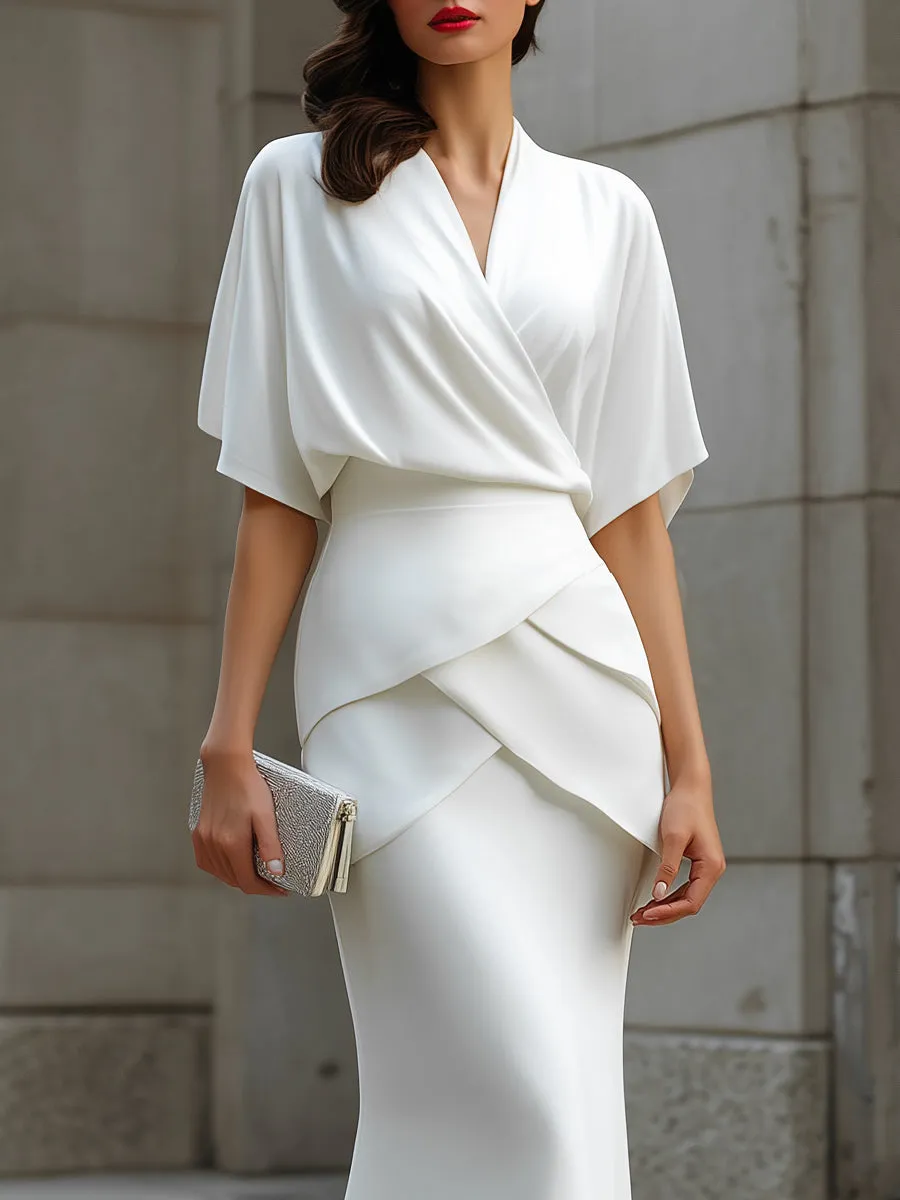 Draped Wrap Blouse And Layered Maxi Skirt Two-Piece Set sold by Mooyius product image thumbnail 2