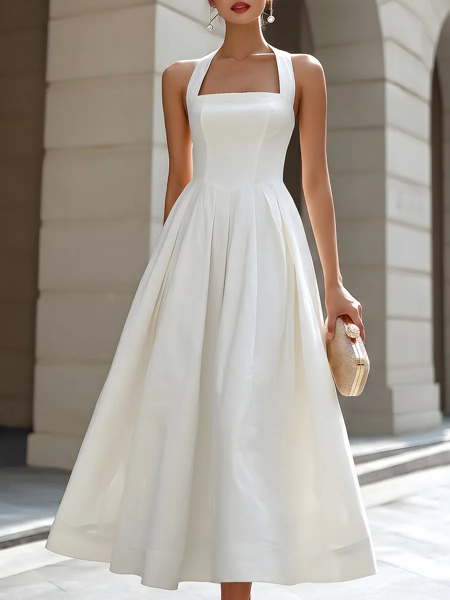 Square Neck Halter A-Line Maxi Dress sold by Mooyius