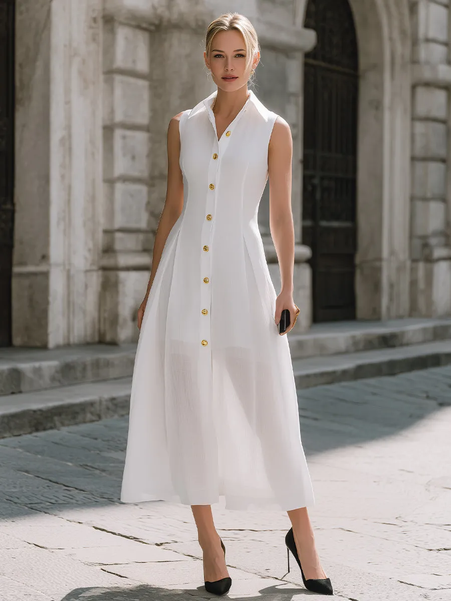 Premium Linen Blend Sleeveless Button-Front Maxi Dress sold by Mooyius product image thumbnail 2