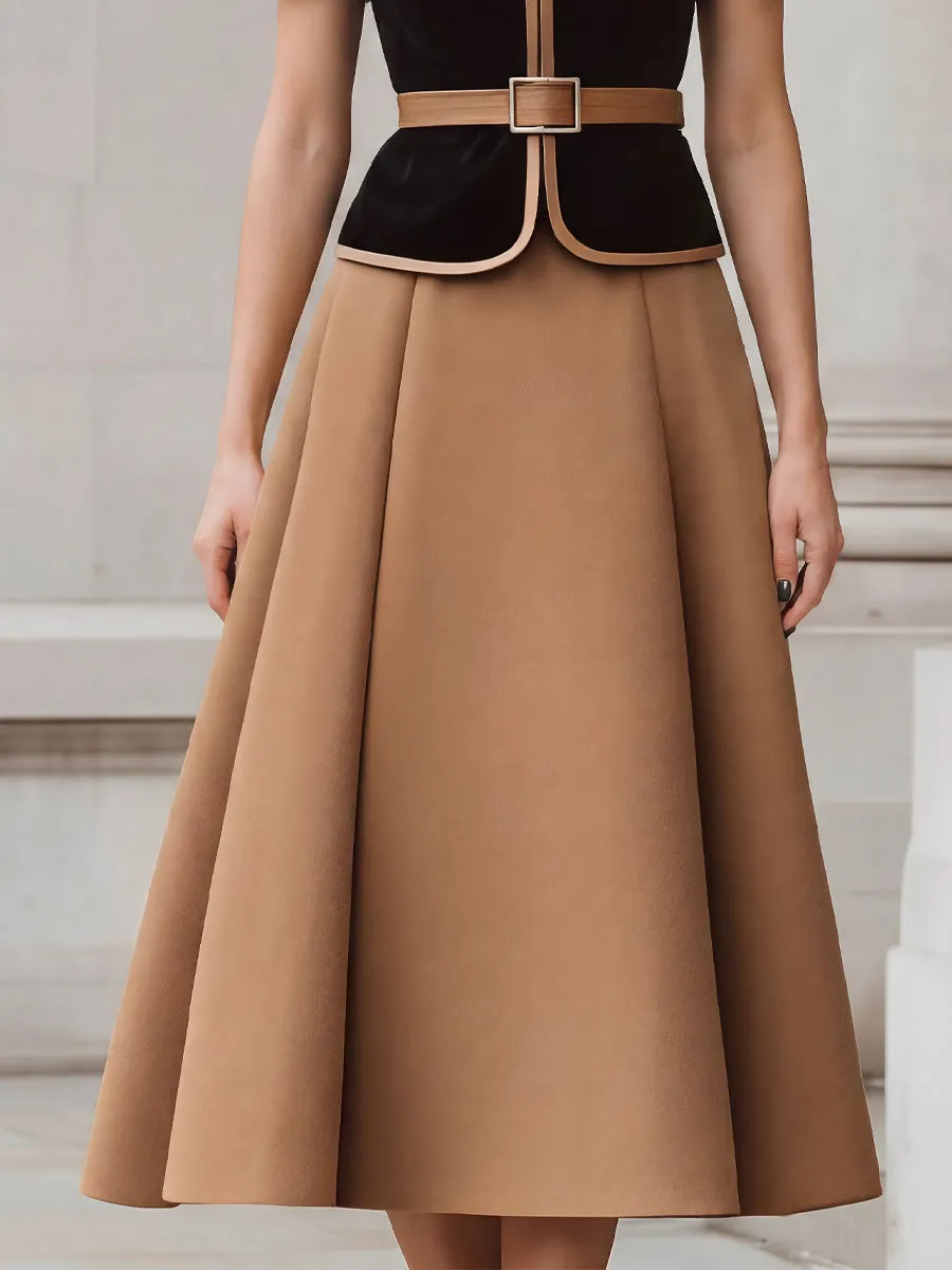 Contrast Trim Peplum Blazer And Pleated A-Line Skirt Set sold by Mooyius product image thumbnail 3