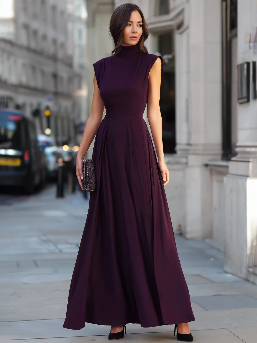 High Neck Pleated A-Line Maxi Dress sold by Mooyius product image thumbnail 2