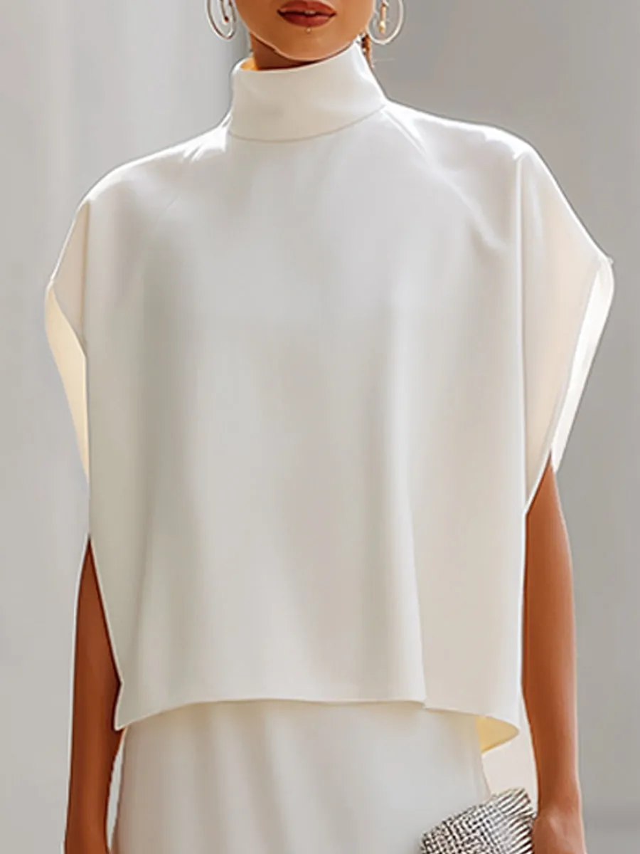 Ivory High-Neck Cape-Sleeve Two-Piece Set sold by Mooyius product image thumbnail 3