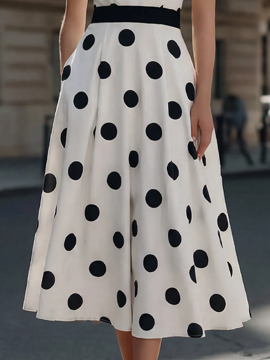 Polka Dot Sleeveless V-Neck Midi Dress sold by Mooyius product image thumbnail 3