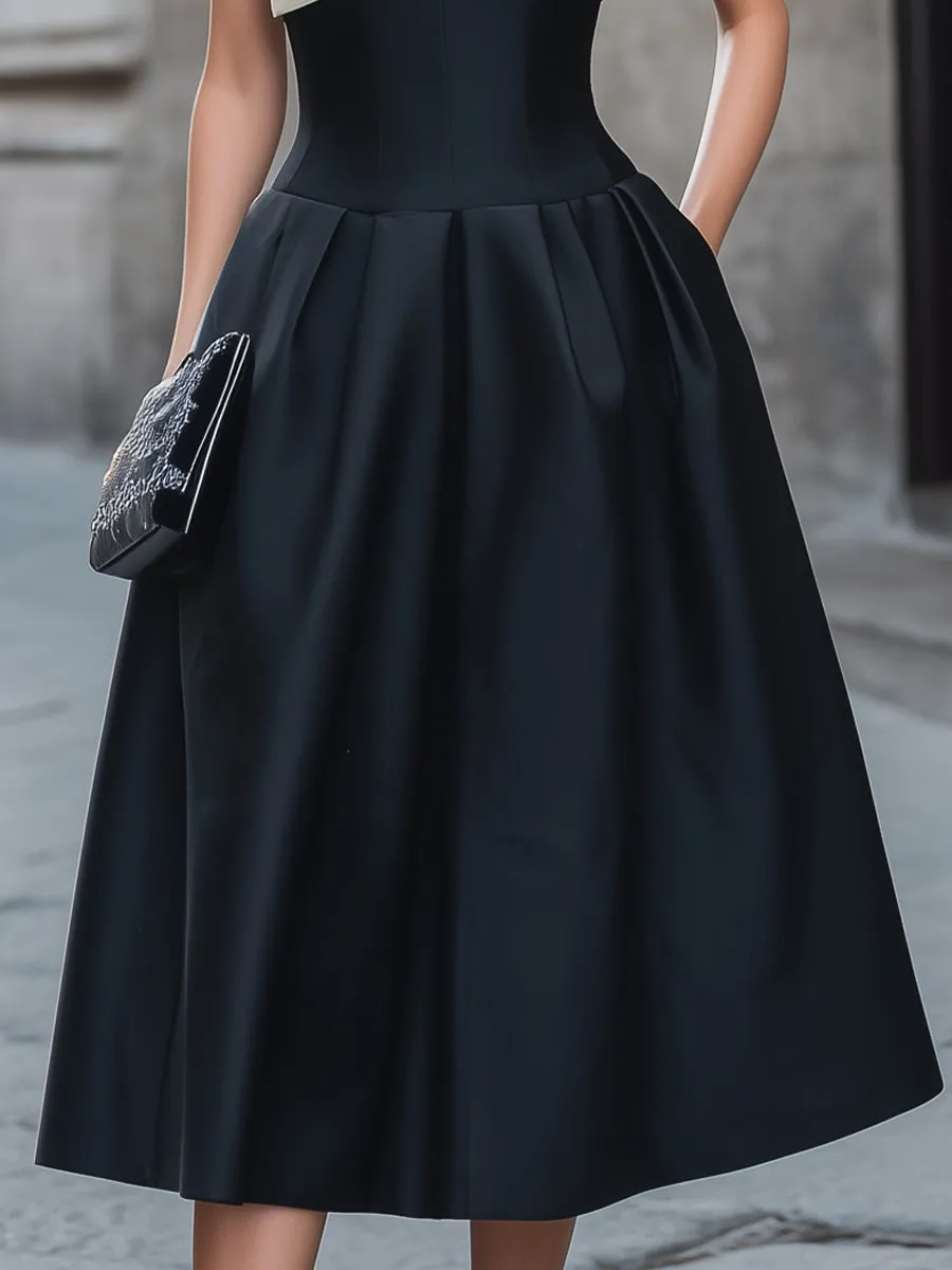 Strapless Bow Detail Fit-and-Flare Midi Dress sold by Mooyius product image thumbnail 4
