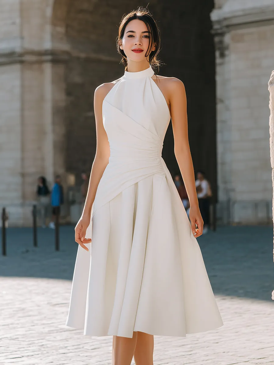 Halter Neck Draped Fit-and-Flare Midi Dress sold by Mooyius product image thumbnail 2