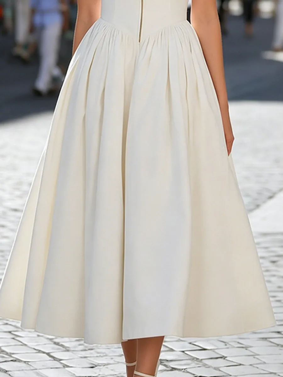 Halter Collar Gathered Waist Midi Dress sold by Mooyius product image thumbnail 4