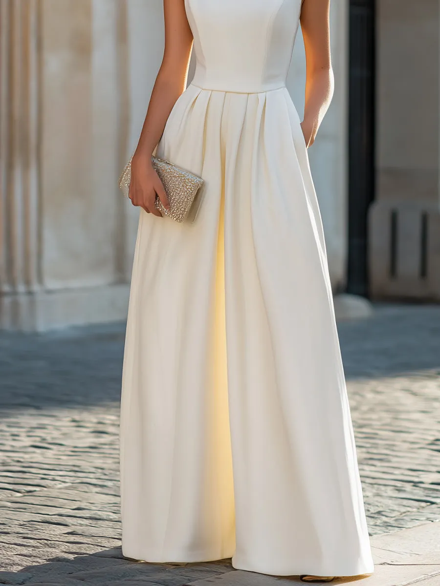 Sleeveless Wide-Leg Front Pleated Jumpsuit sold by Mooyius product image thumbnail 3