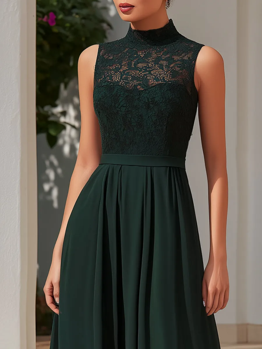 Lace Bodice Sleeveless Flowing Chiffon Maxi Dress sold by Mooyius product image thumbnail 2