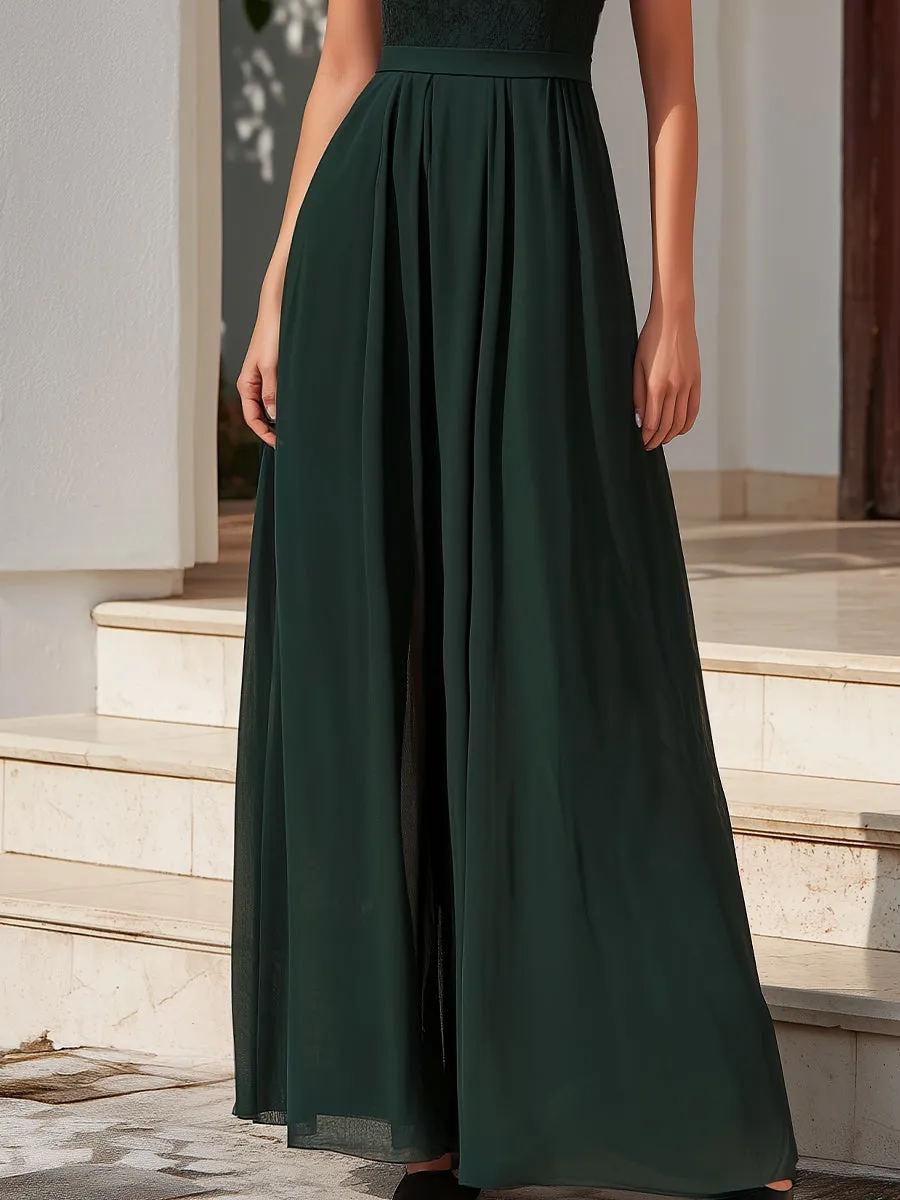 Lace Bodice Sleeveless Flowing Chiffon Maxi Dress sold by Mooyius product image thumbnail 3