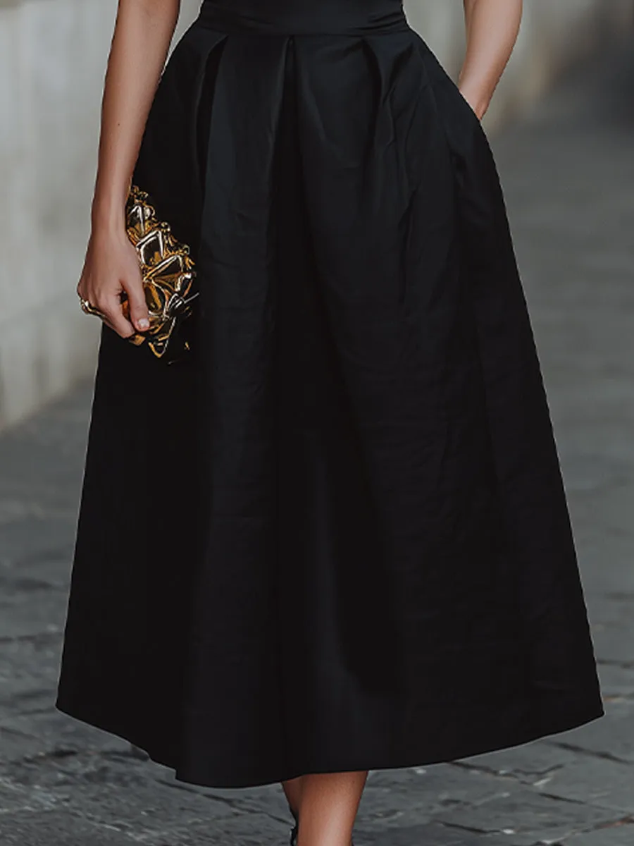 Structured Square-Neck Midi Dress With Sculpted Waist sold by Mooyius product image thumbnail 4