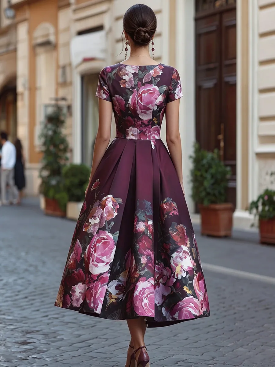 Floral A-Line Midi Dress With Fitted Bodice sold by Mooyius product image thumbnail 5
