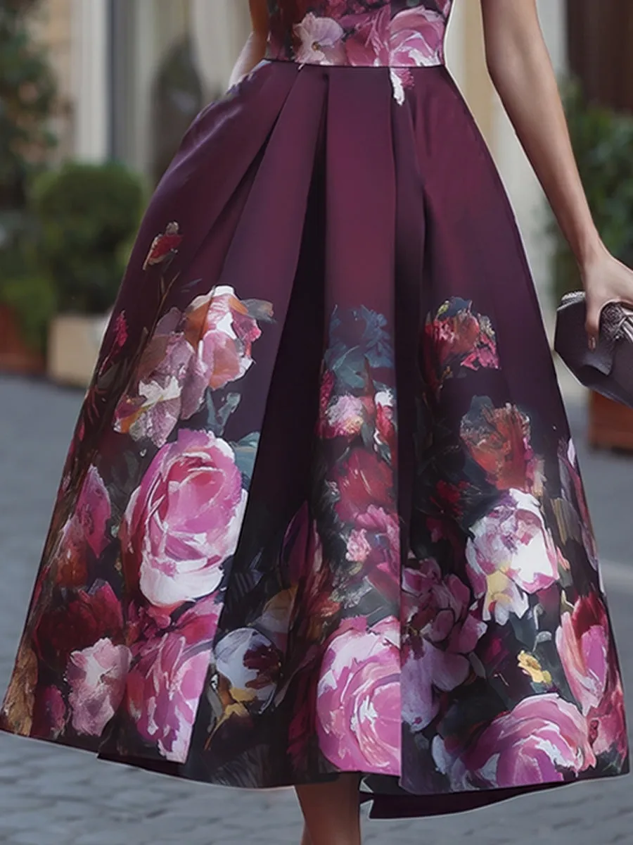 Floral A-Line Midi Dress With Fitted Bodice sold by Mooyius product image thumbnail 4