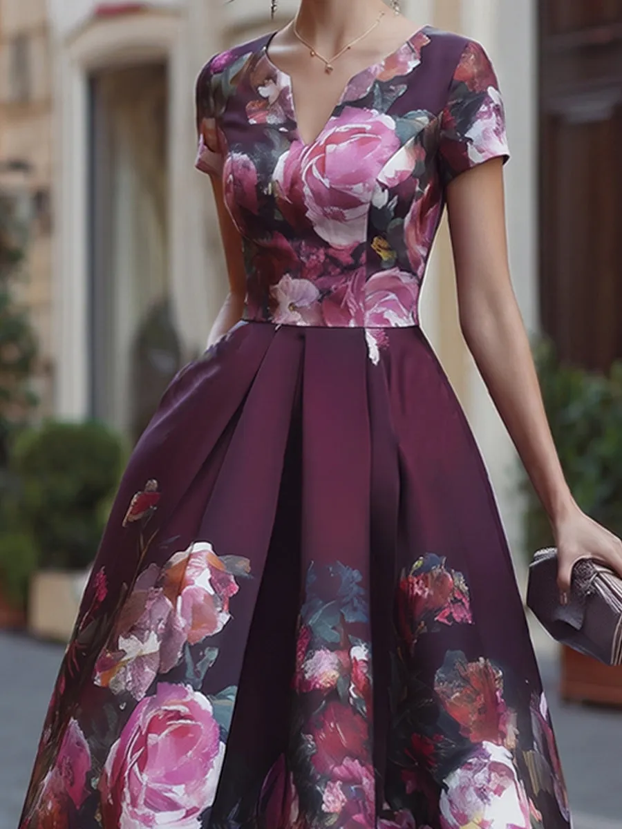 Floral A-Line Midi Dress With Fitted Bodice sold by Mooyius product image thumbnail 3
