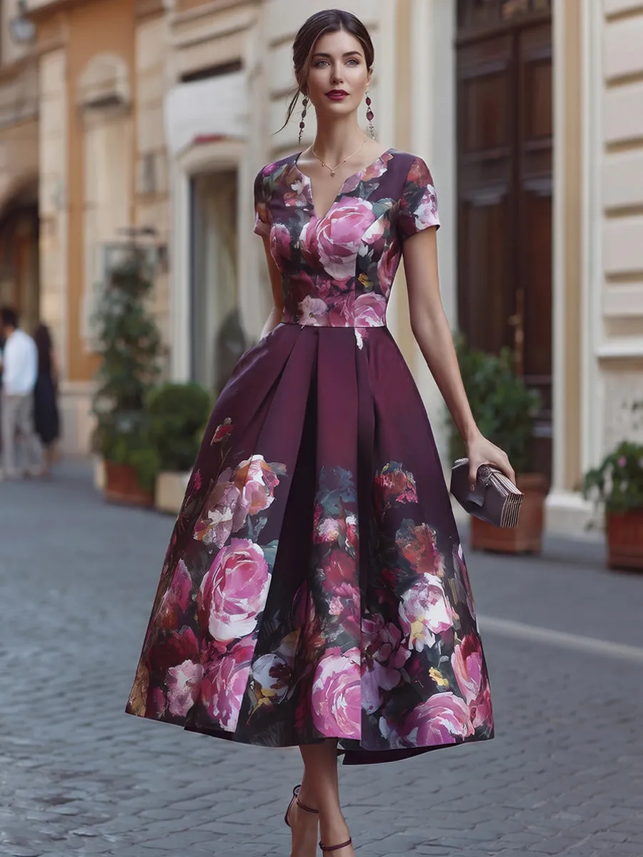 Floral A-Line Midi Dress With Fitted Bodice sold by Mooyius product image thumbnail 2