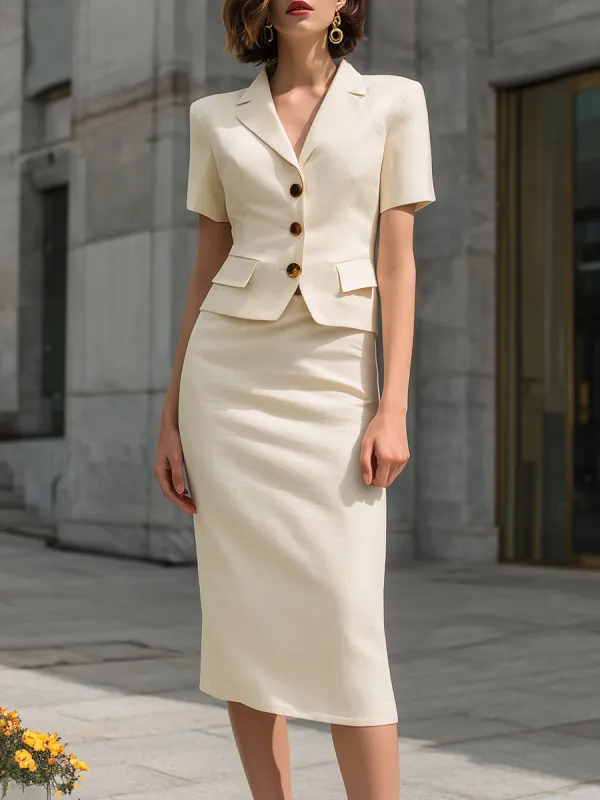 Ailored Peplum Jacket & Pencil Skirt Suit Set made by Mooyius