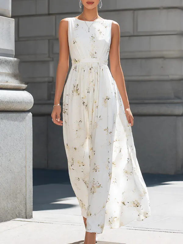 Elegant White Floral Maxi Dress made by Mooyius