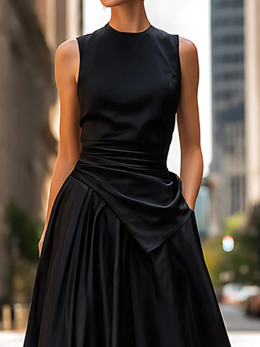 Elegant Black Satin Evening Gown sold by Mooyius product image thumbnail 2