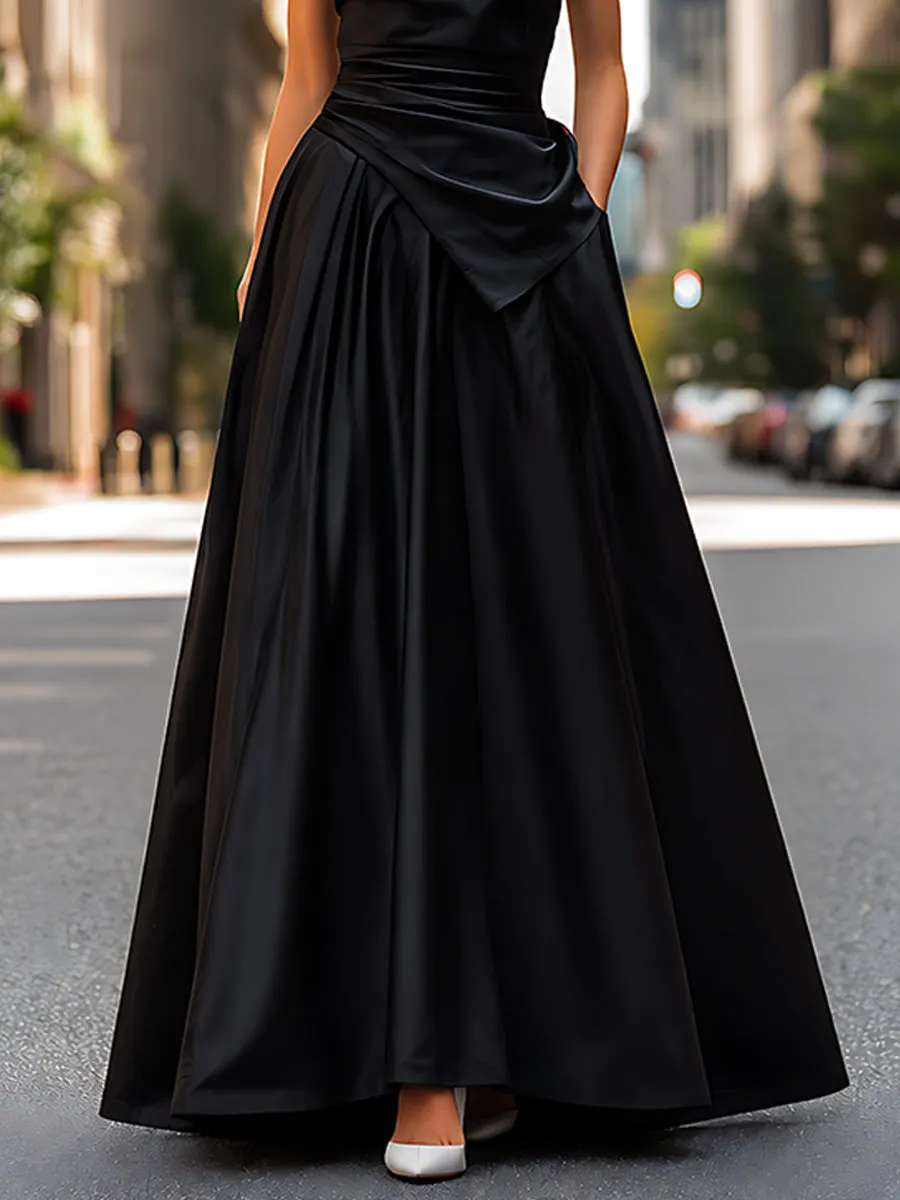 Elegant Black Satin Evening Gown sold by Mooyius product image thumbnail 3