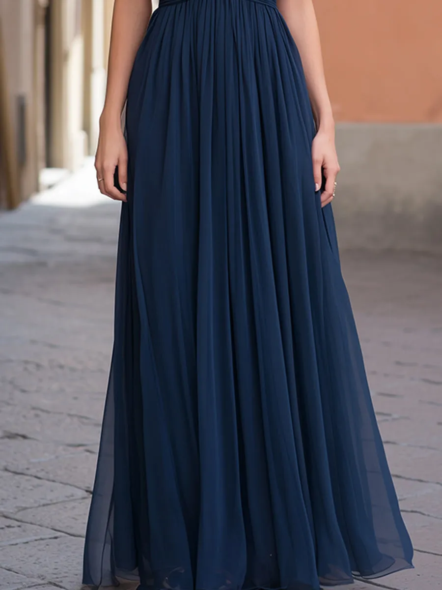 Asymmetric Pleated Overlay Maxi Dress sold by Mooyius product image thumbnail 4