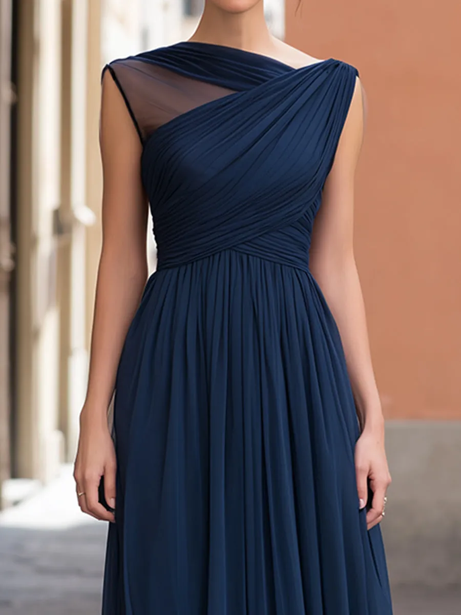 Asymmetric Pleated Overlay Maxi Dress sold by Mooyius product image thumbnail 3
