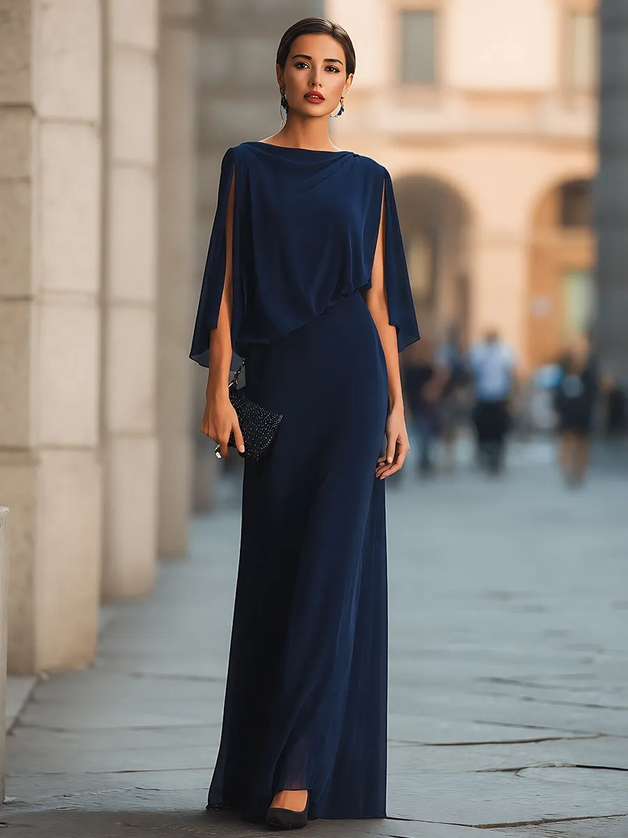 Cape Overlay Draped Maxi Dress sold by Mooyius product image thumbnail 2
