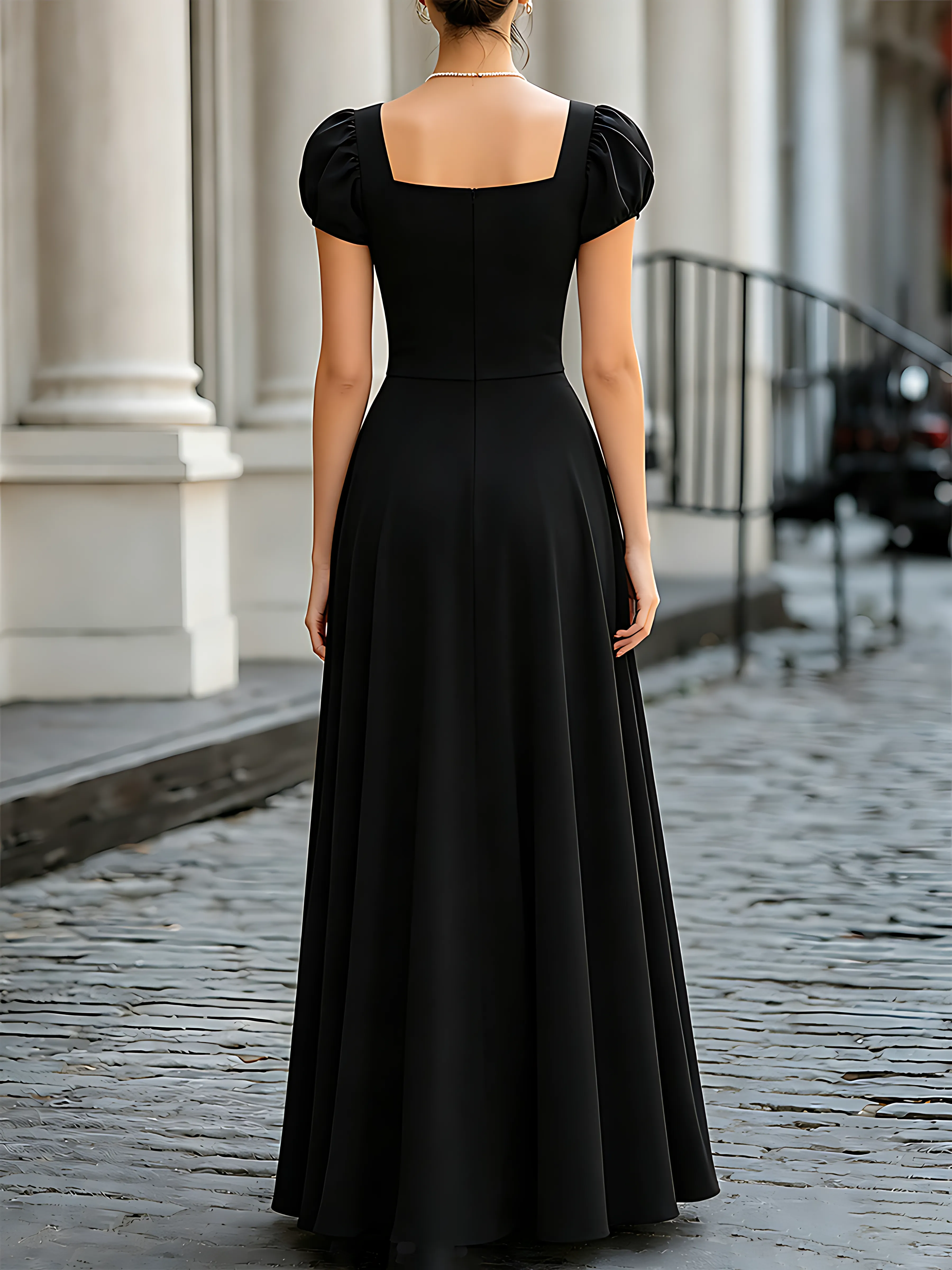 Square Neck Puff Sleeve Maxi Dress sold by Mooyius product image thumbnail 4