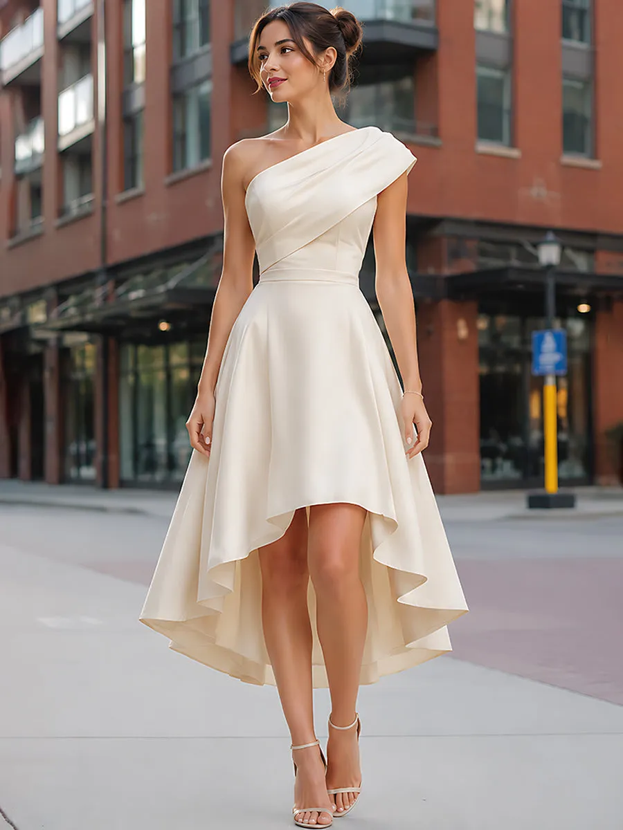 One-Shoulder Draped High-Low Hem Dress sold by Mooyius product image thumbnail 2