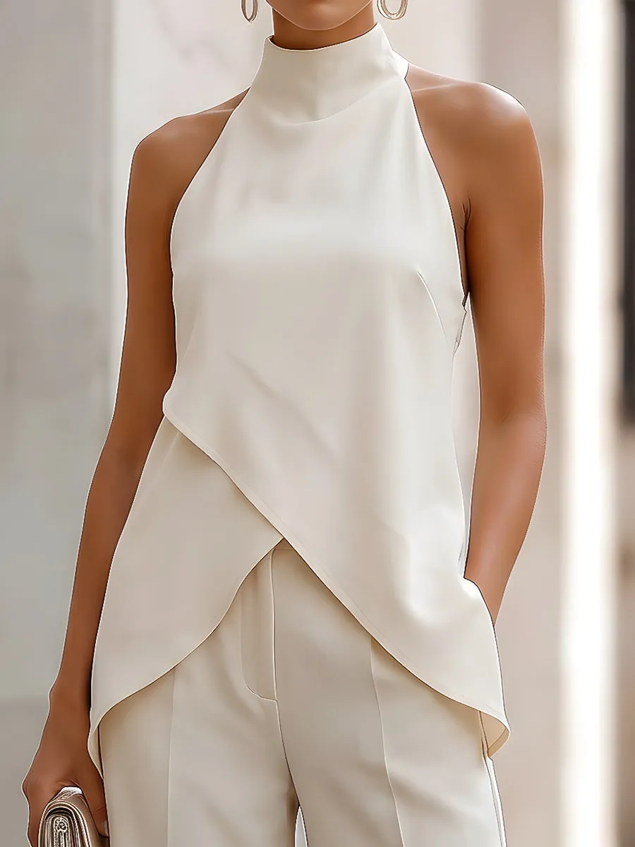 Halter Draped Top And Wide-Leg Pants Set sold by Mooyius product image thumbnail 2