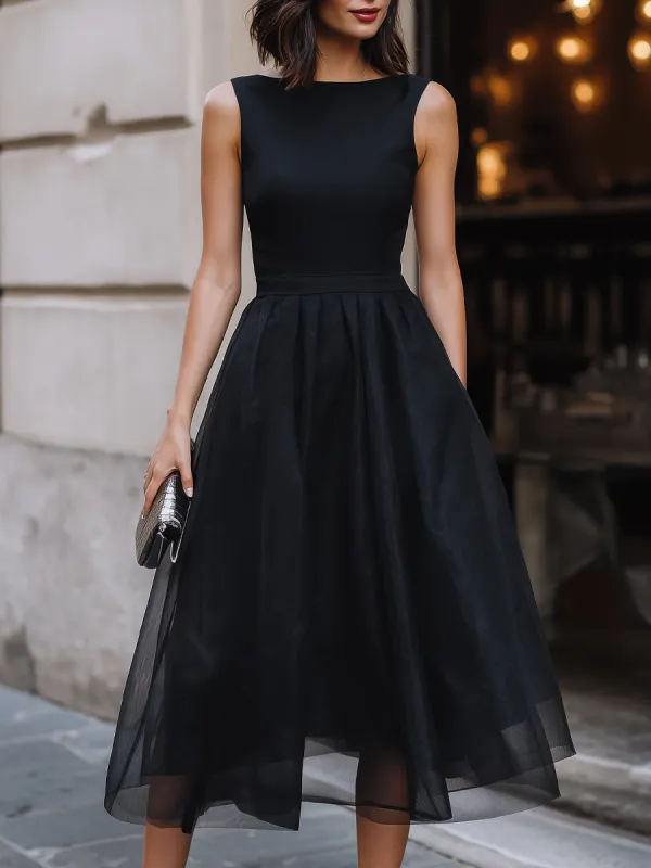 Fit-and-Flare Sleeveless Midi Dress made by Mooyius