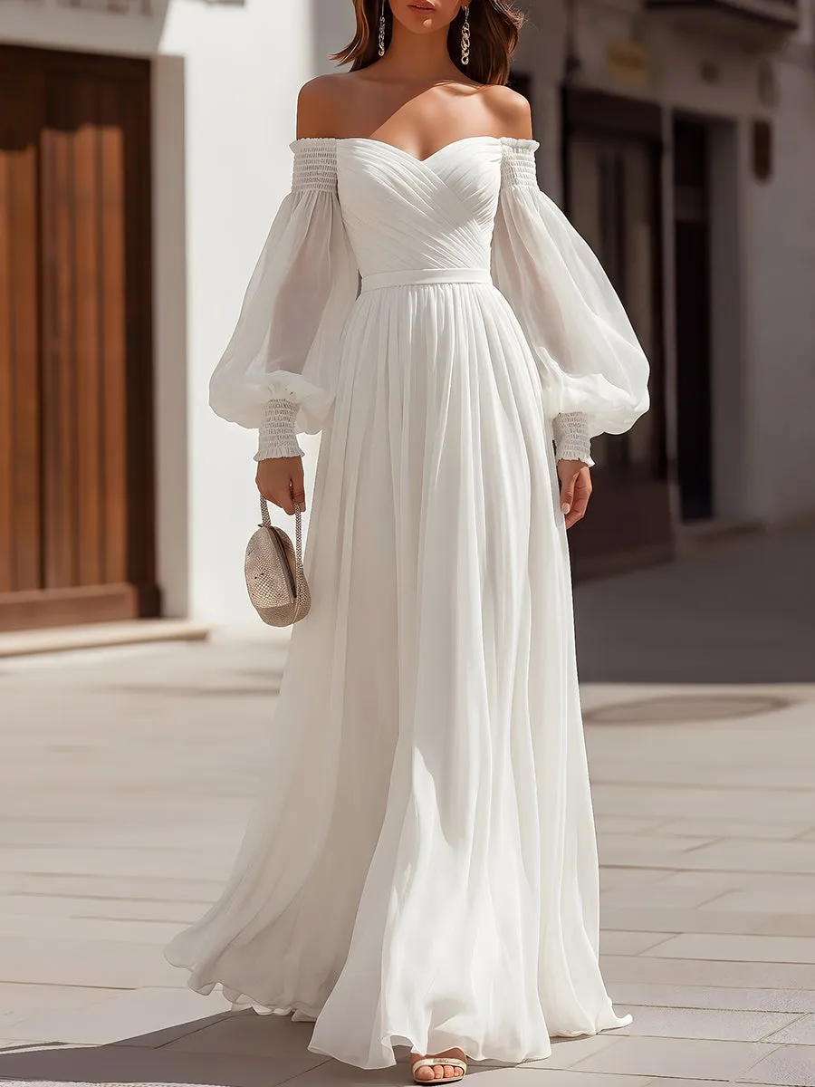 Romantic Off-Shoulder Maxi Gown sold by Mooyius