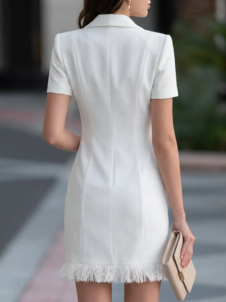 Double-Breasted Fringe-Hem Mini Blazer Dress sold by Mooyius product image thumbnail 5