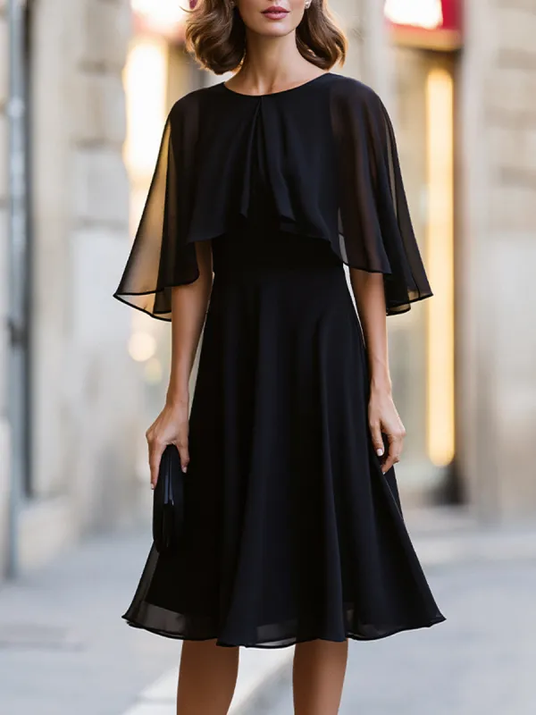 Elegant Sleeveless Black Midi Dress made by Mooyius