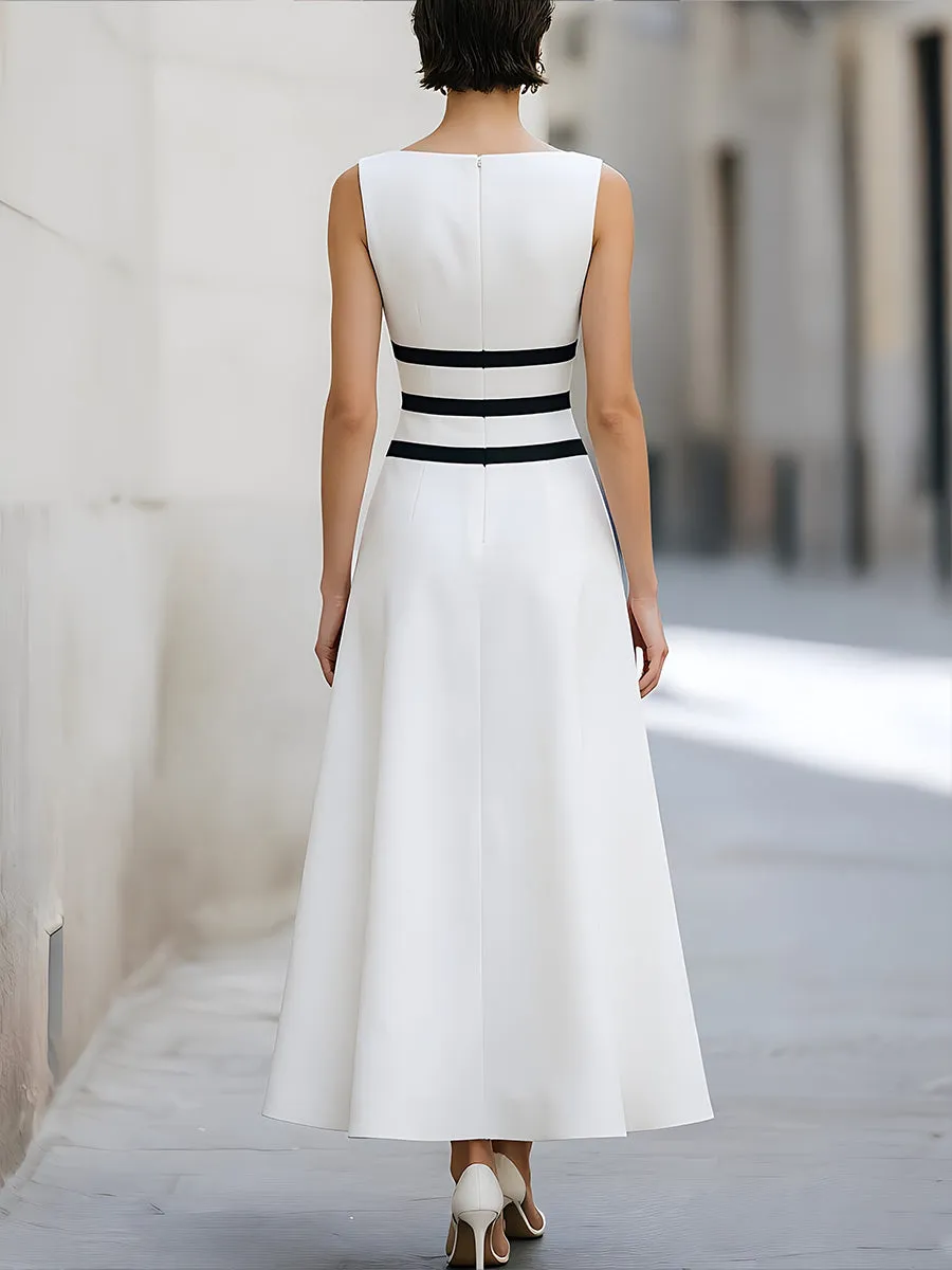 Color-blocked Striped Sleeveless Boat Neck Dress sold by Mooyius product image thumbnail 4