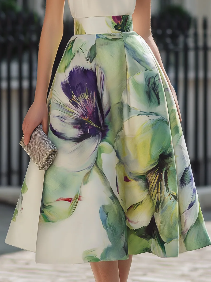 Halter Neck Floral A-Line Midi Dress sold by Mooyius product image thumbnail 3