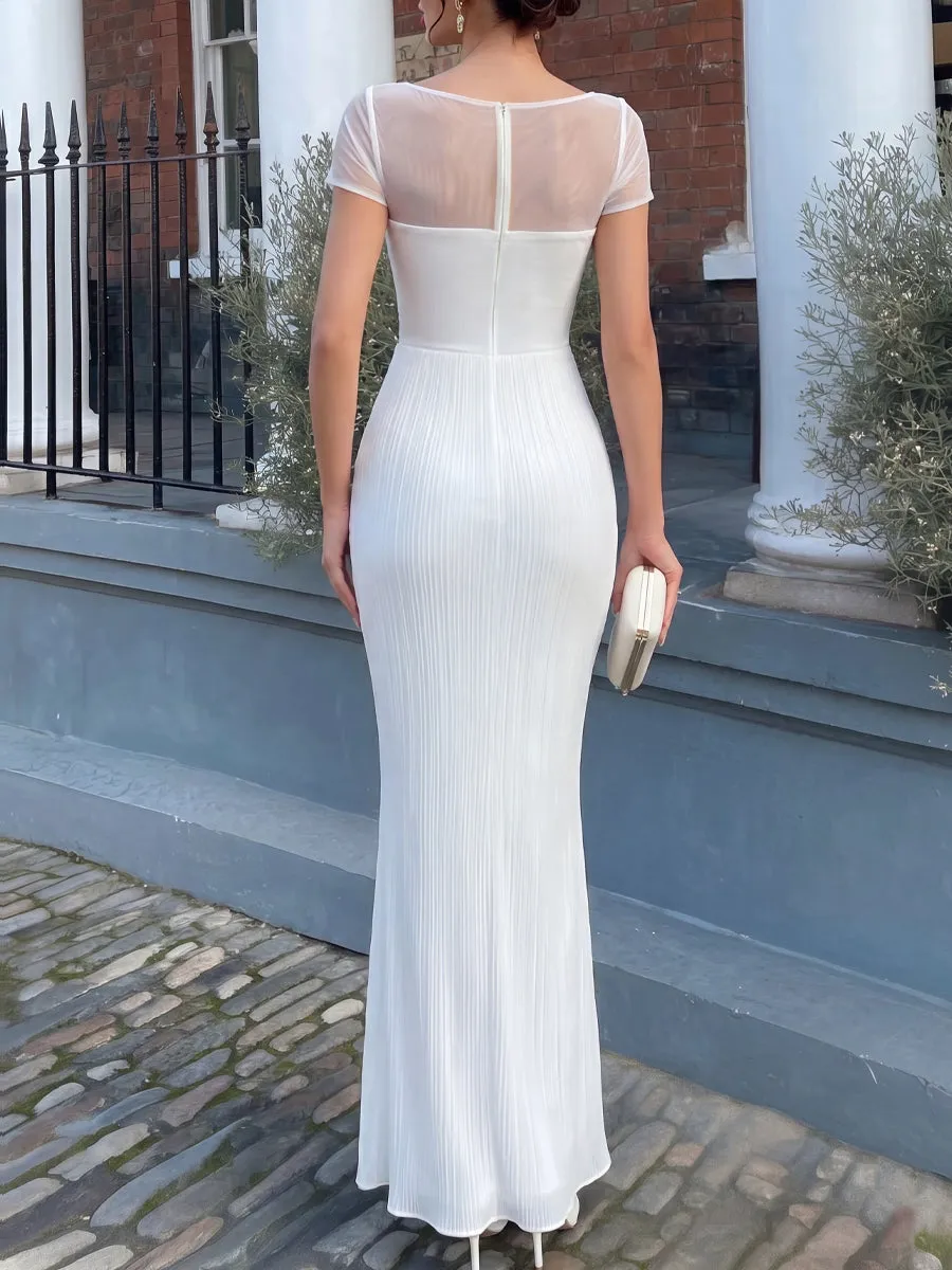 Pleated Sheer Yoke Evening Gown sold by Mooyius product image thumbnail 4