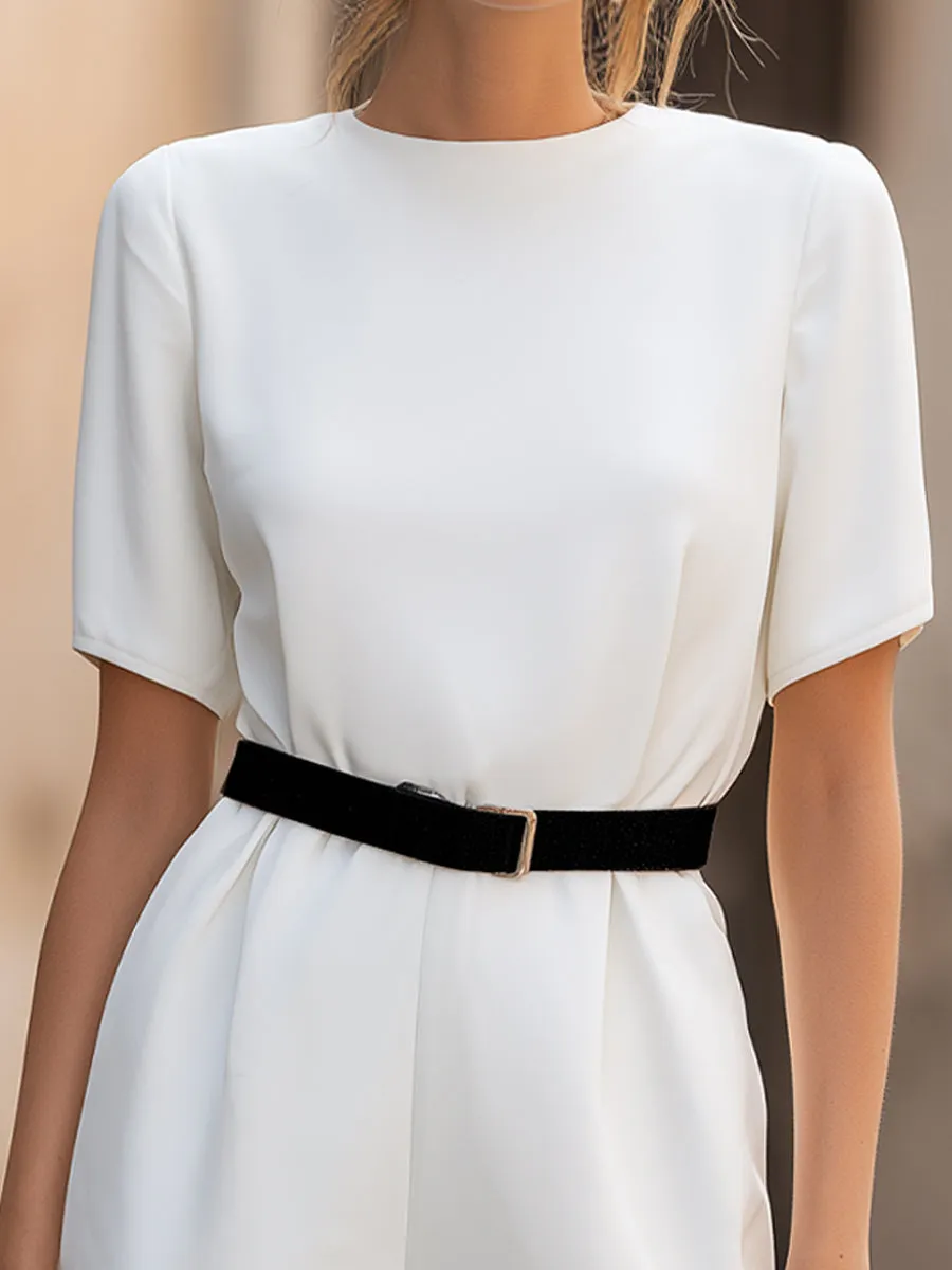 Elegant Short Sleeve Belted Romper sold by Mooyius product image thumbnail 3