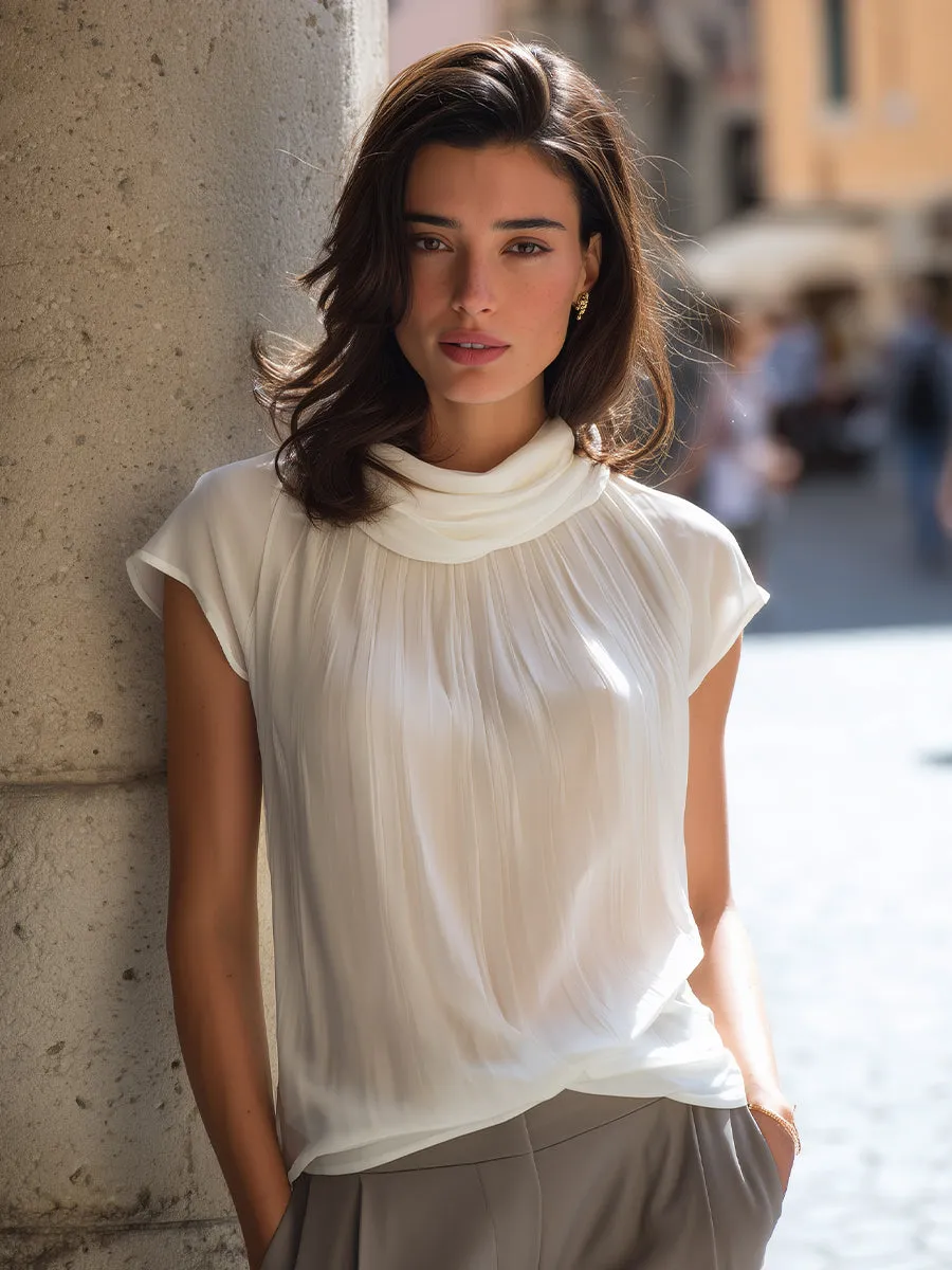 Draped High-Neck Pleated Blouse sold by Mooyius product image thumbnail 2