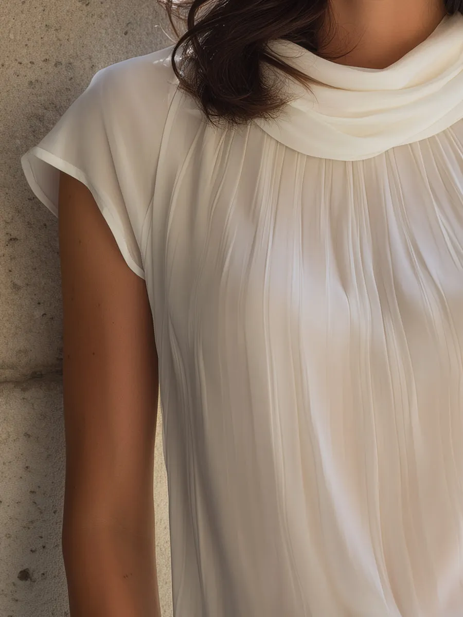 Draped High-Neck Pleated Blouse sold by Mooyius product image thumbnail 4