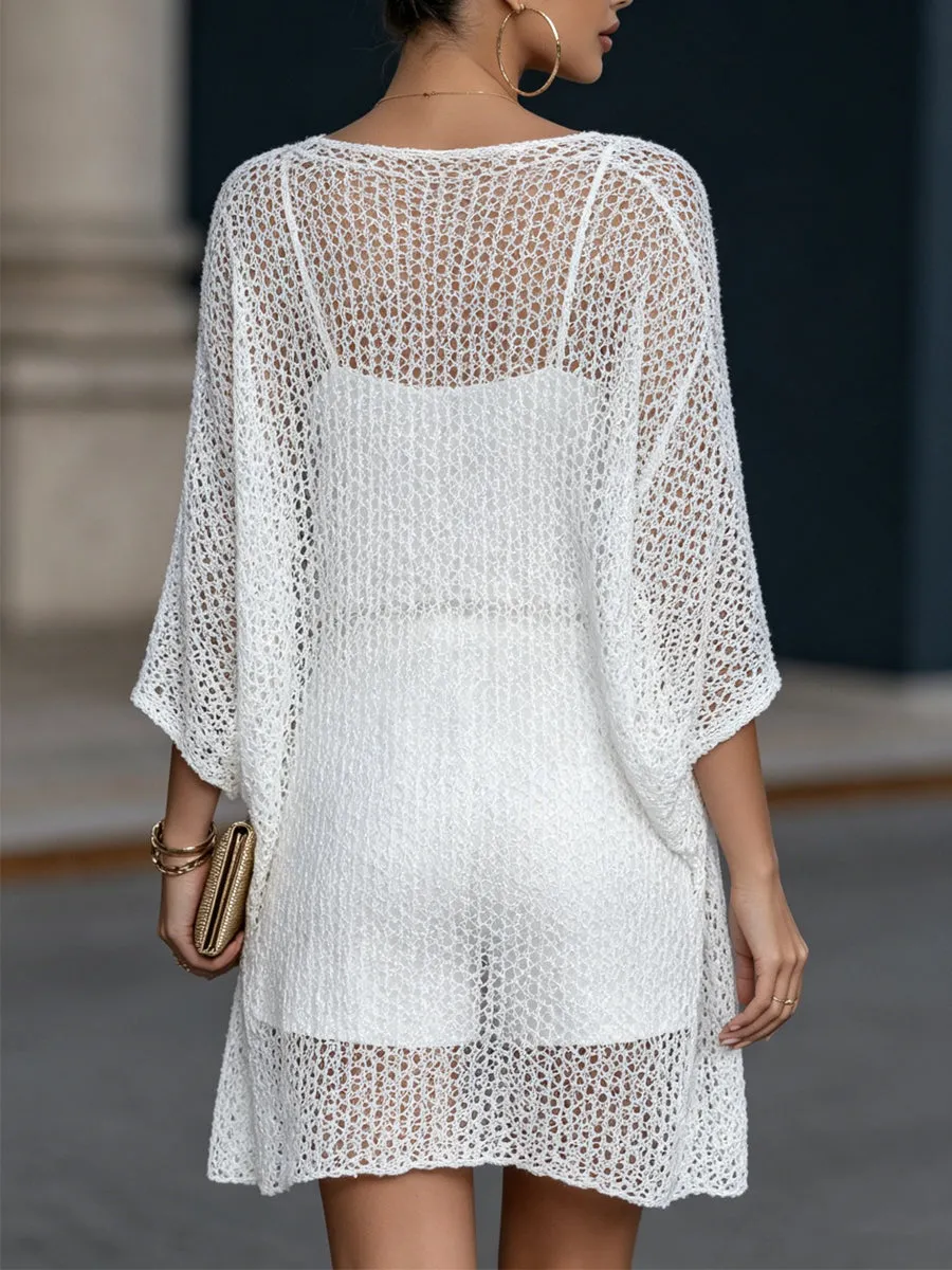 Crochet Knit Cardigan With Spaghetti Strap Shorts Set sold by Mooyius product image thumbnail 5
