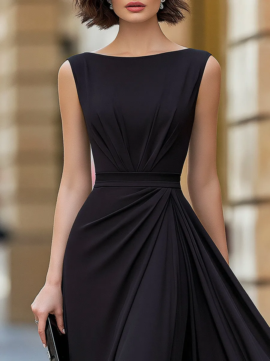 Sleeveless Chiffon Pleated A-Line Midi Dress sold by Mooyius product image thumbnail 3