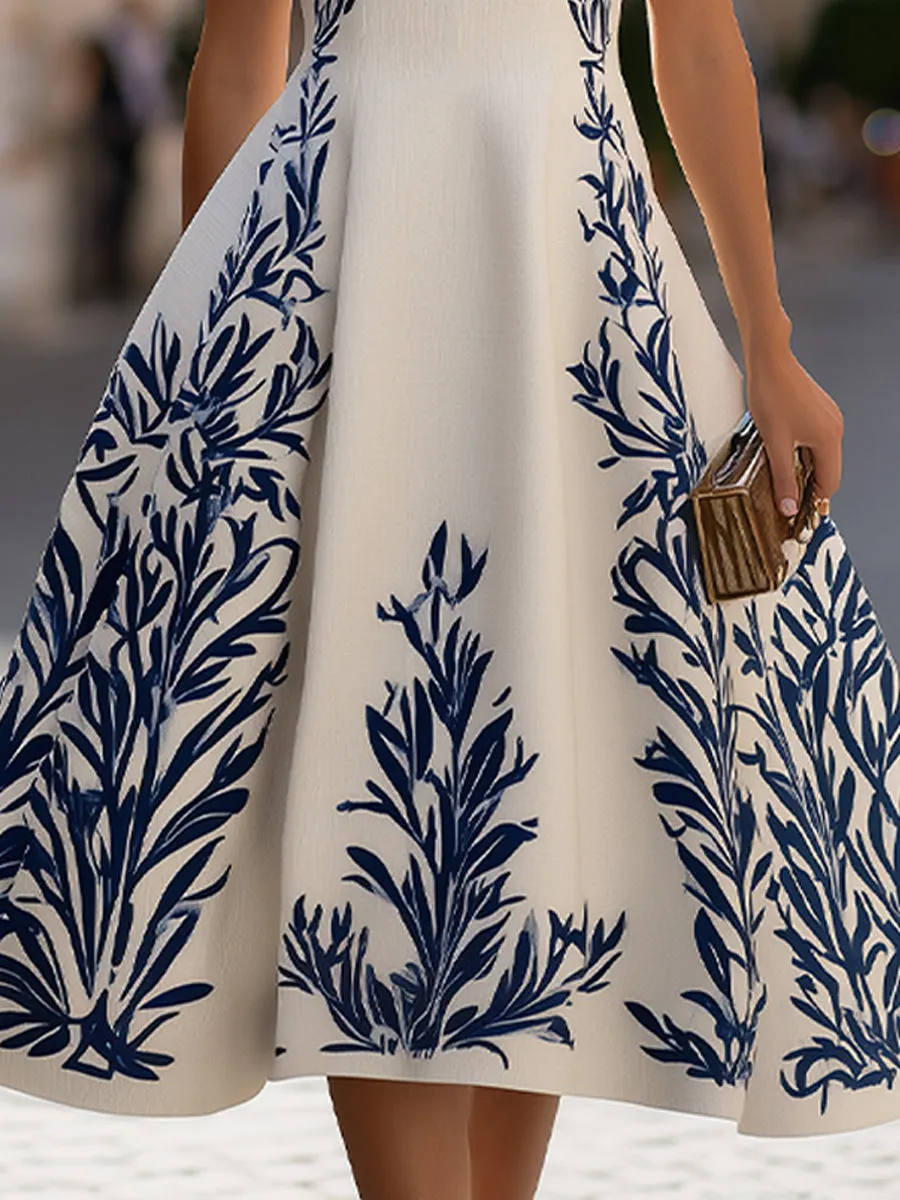 Sleeveless A-Line Midi Dress With Printed Accents sold by Mooyius product image thumbnail 4
