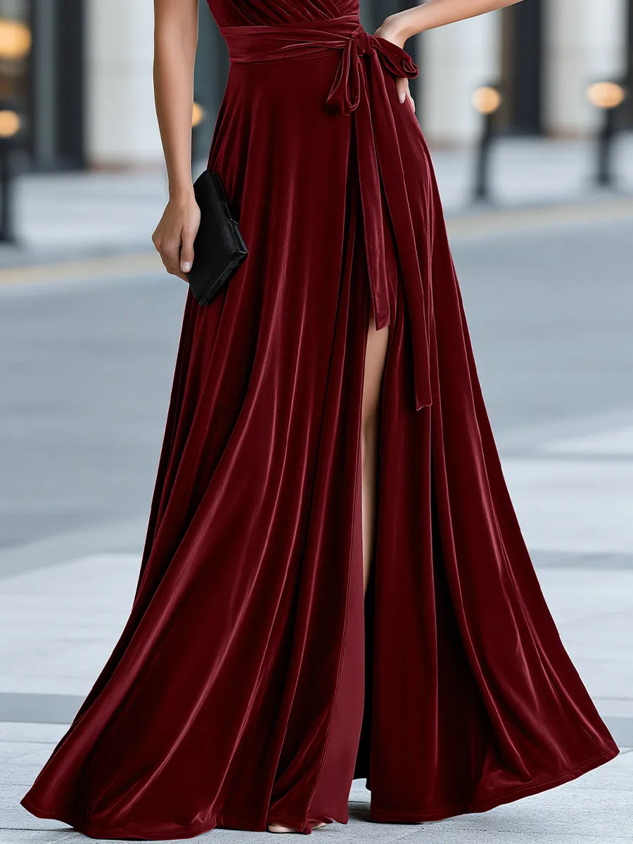 Flutter Sleeves Velvet Wrap Maxi Dress sold by Mooyius product image thumbnail 3