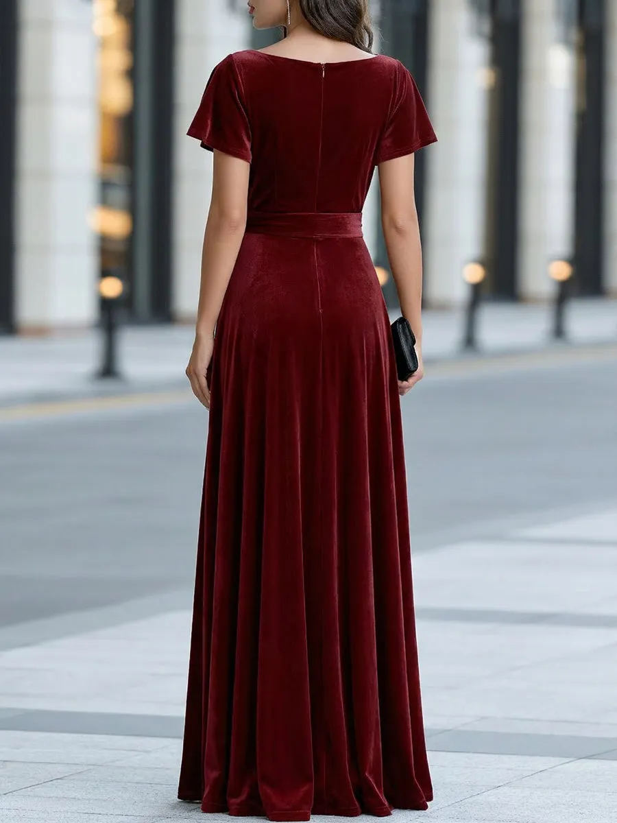Flutter Sleeves Velvet Wrap Maxi Dress sold by Mooyius product image thumbnail 4