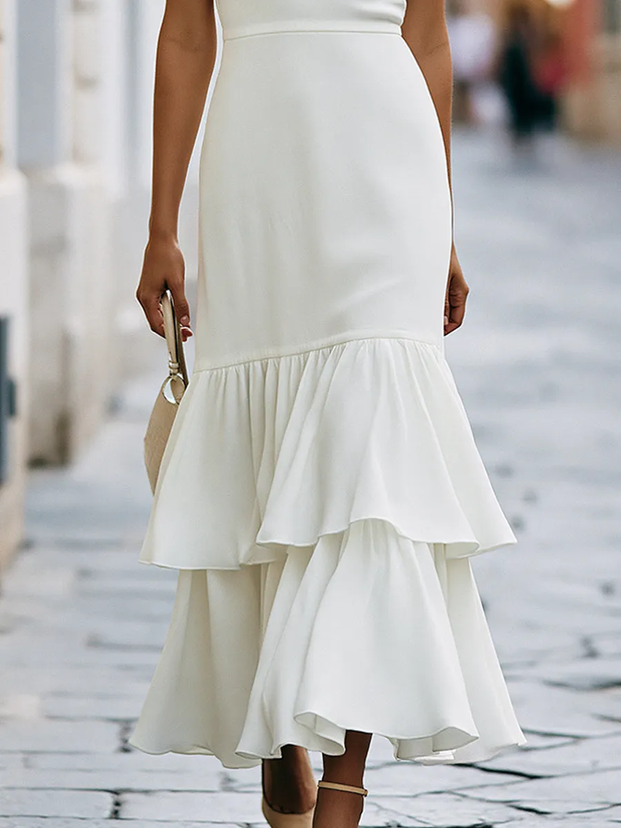 Halter-Neck Ruffled Mermaid Maxi Dress sold by Mooyius product image thumbnail 3