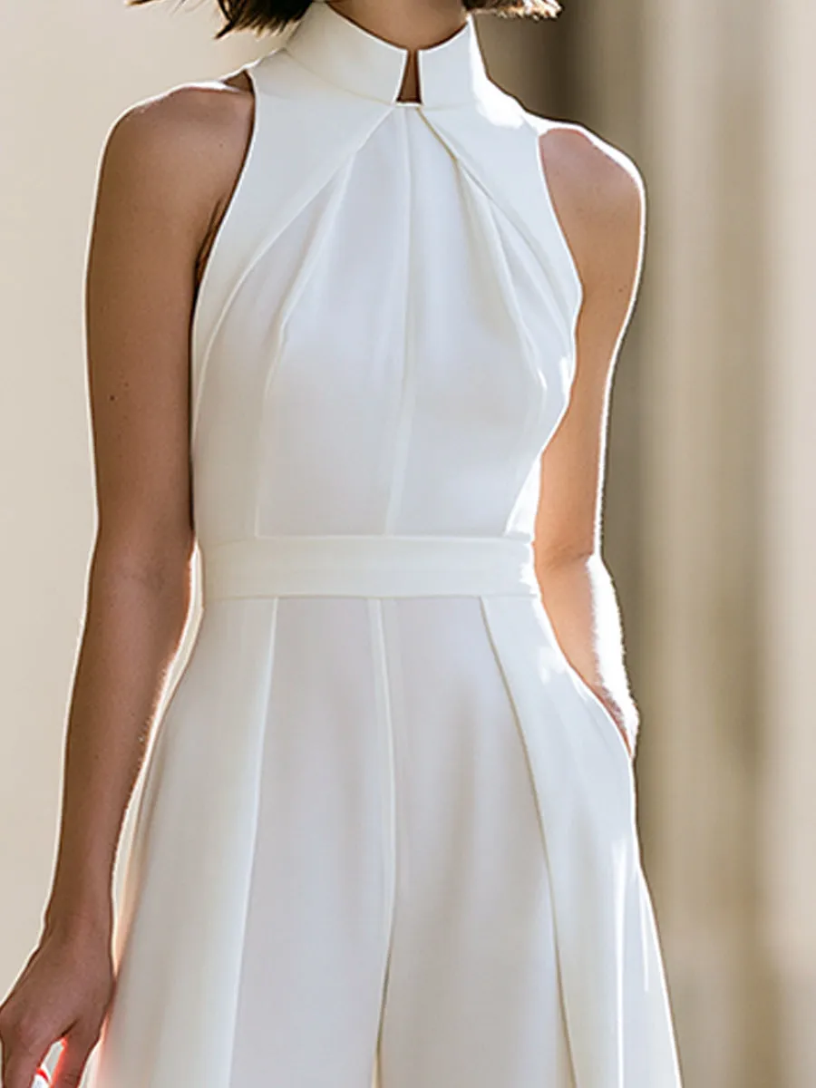 Elegant High-Neck Wide-Leg Jumpsuit With Waist-Defining Silhouette sold by Mooyius product image thumbnail 3